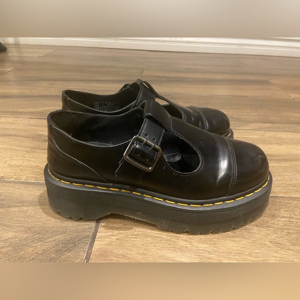 DR.MARTENS BETHAN POLISHED SMOOTH LEATHER PLATFORM SHOES SIZE 8